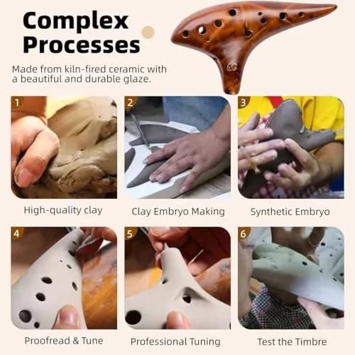 DHwebWLP Strawfire 12 Hole Ocarina Alto C Ceramic Instrument | Beginner Friendly, Handcrafted Yellow thumbnail 4