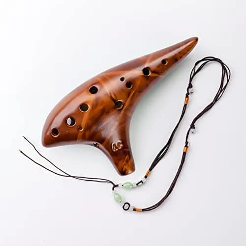 DHwebWLP Strawfire 12 Hole Ocarina Alto C Ceramic Instrument | Beginner Friendly, Handcrafted Yellow thumbnail 7
