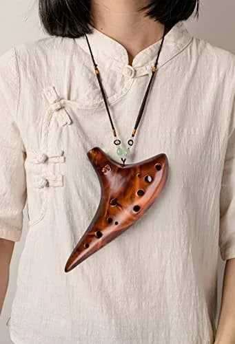 DHwebWLP Strawfire 12 Hole Ocarina Alto C Ceramic Instrument | Beginner Friendly, Handcrafted Yellow thumbnail 8