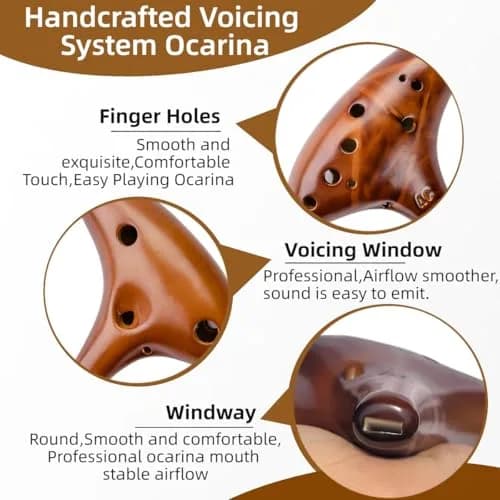 DHwebWLP Strawfire 12 Hole Ocarina Alto C Ceramic Instrument | Beginner Friendly, Handcrafted Yellow thumbnail 3