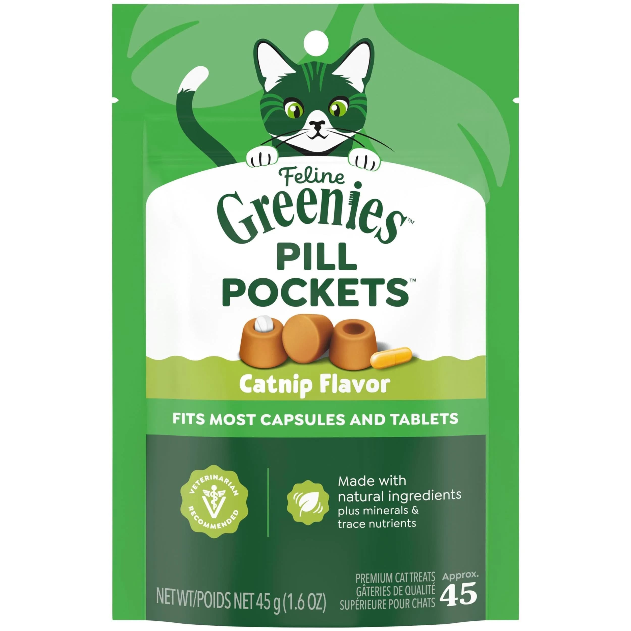 Greenies Feline Pill Pockets Soft Cat Treats, Catnip Flavor, 45 Count - main product image