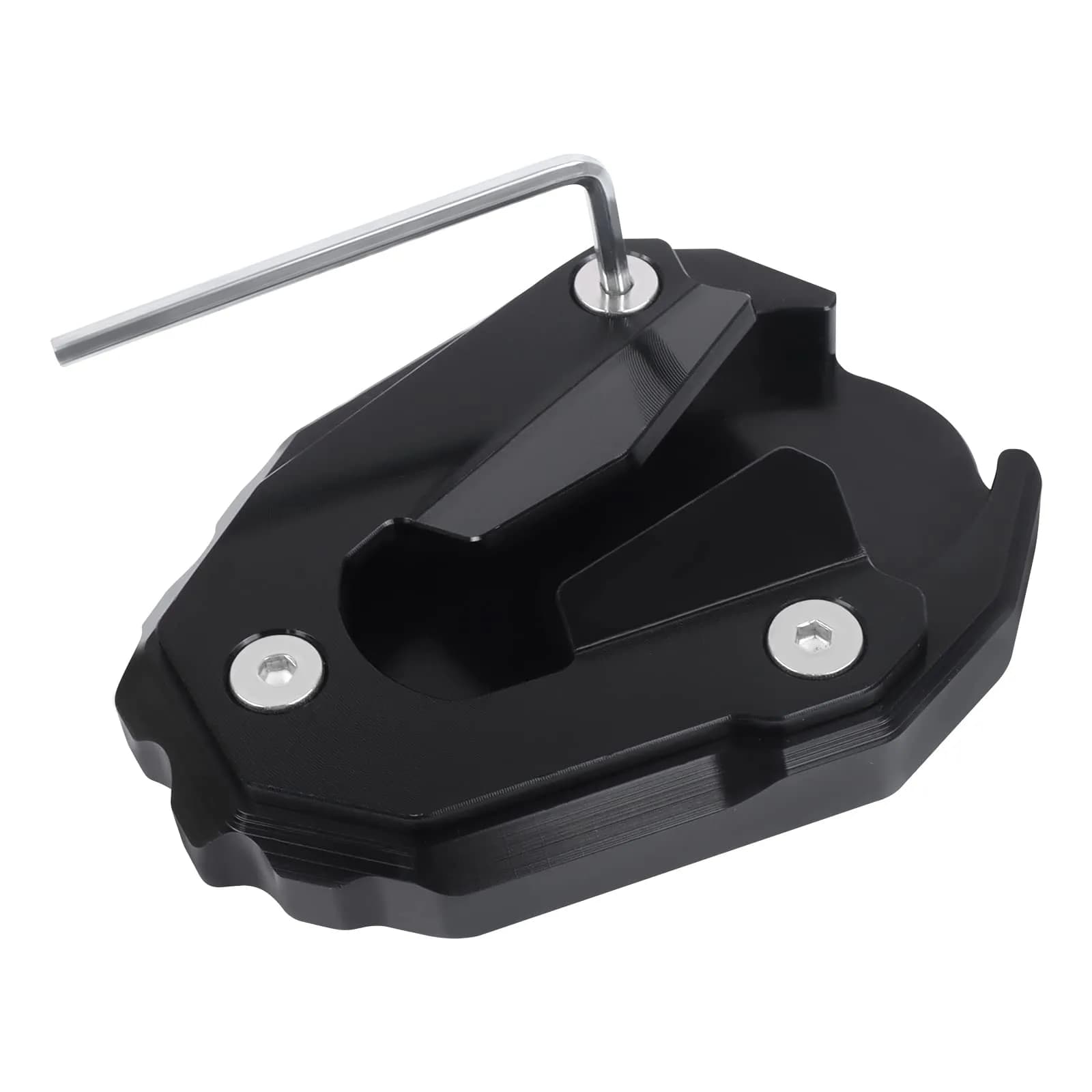 BAIONE Motorcycle Kickstand Pad Enlarger Extension Side Stand Plate Foot Pad Black Aluminum | Soft Soil & Hot Roads Support