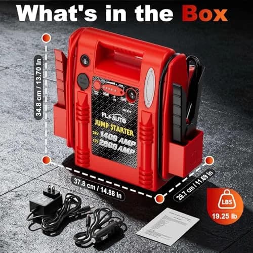 FlyAuto 12V/24V Heavy Duty Jump Starter & Battery Booster | 2800A Peak, Lead-Acid, Emergency Power, Portable thumbnail 8