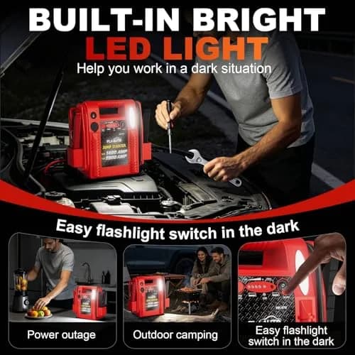 FlyAuto 12V/24V Heavy Duty Jump Starter & Battery Booster | 2800A Peak, Lead-Acid, Emergency Power, Portable thumbnail 4