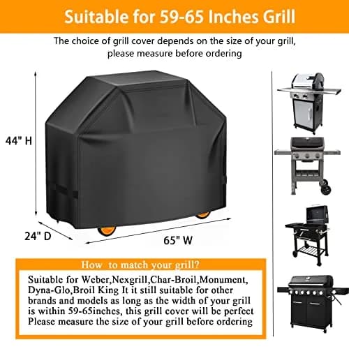 Aoretic 65 inch BBQ Grill Cover | Waterproof, Anti-UV, Windproof Polyester thumbnail 2