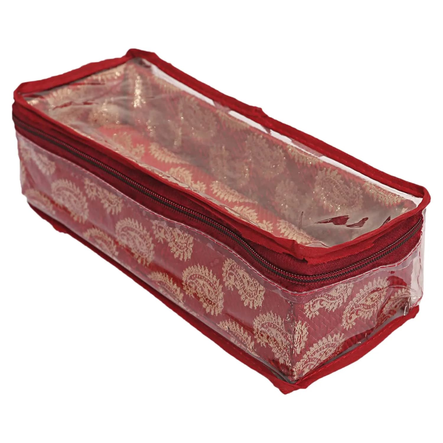 Kuber Industries Red PVC Bangle Box Organizer 27cm (10.6in) x 10cm (3.9in) x 7cm (2.8in) | Transparent Top for Jewelry Storage - main product image