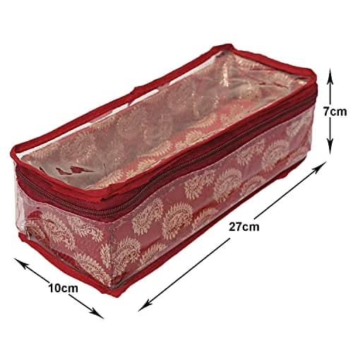 Kuber Industries Red PVC Bangle Box Organizer 27cm (10.6in) x 10cm (3.9in) x 7cm (2.8in) | Transparent Top for Jewelry Storage thumbnail 5