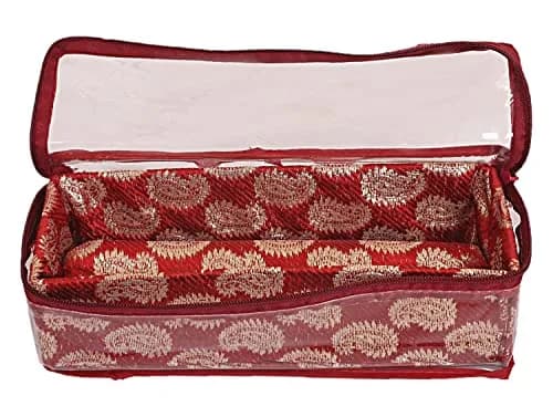 Kuber Industries Red PVC Bangle Box Organizer 27cm (10.6in) x 10cm (3.9in) x 7cm (2.8in) | Transparent Top for Jewelry Storage thumbnail 3