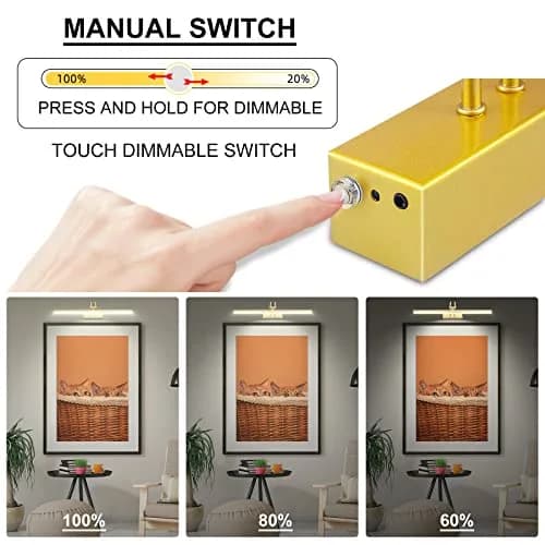 RAIFOOLLY Rechargeable Picture Light 16" Gold | 5000mAh Battery Operated Art Light with Remote Timer thumbnail 4