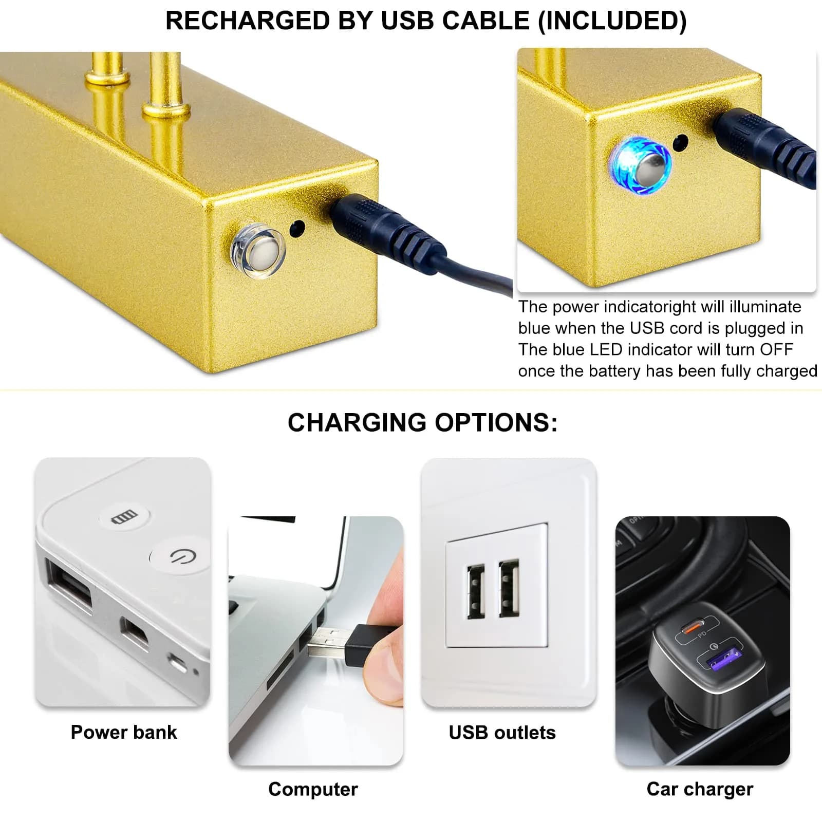 RAIFOOLLY Rechargeable Picture Light 16" Gold | 5000mAh Battery Operated Art Light with Remote Timer - view 7