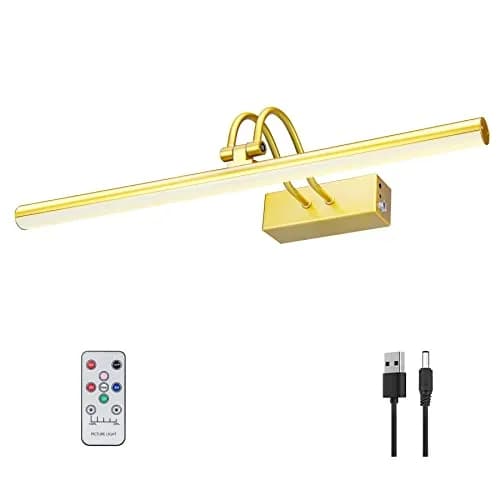 RAIFOOLLY Rechargeable Picture Light 16" Gold | 5000mAh Battery Operated Art Light with Remote Timer thumbnail 1