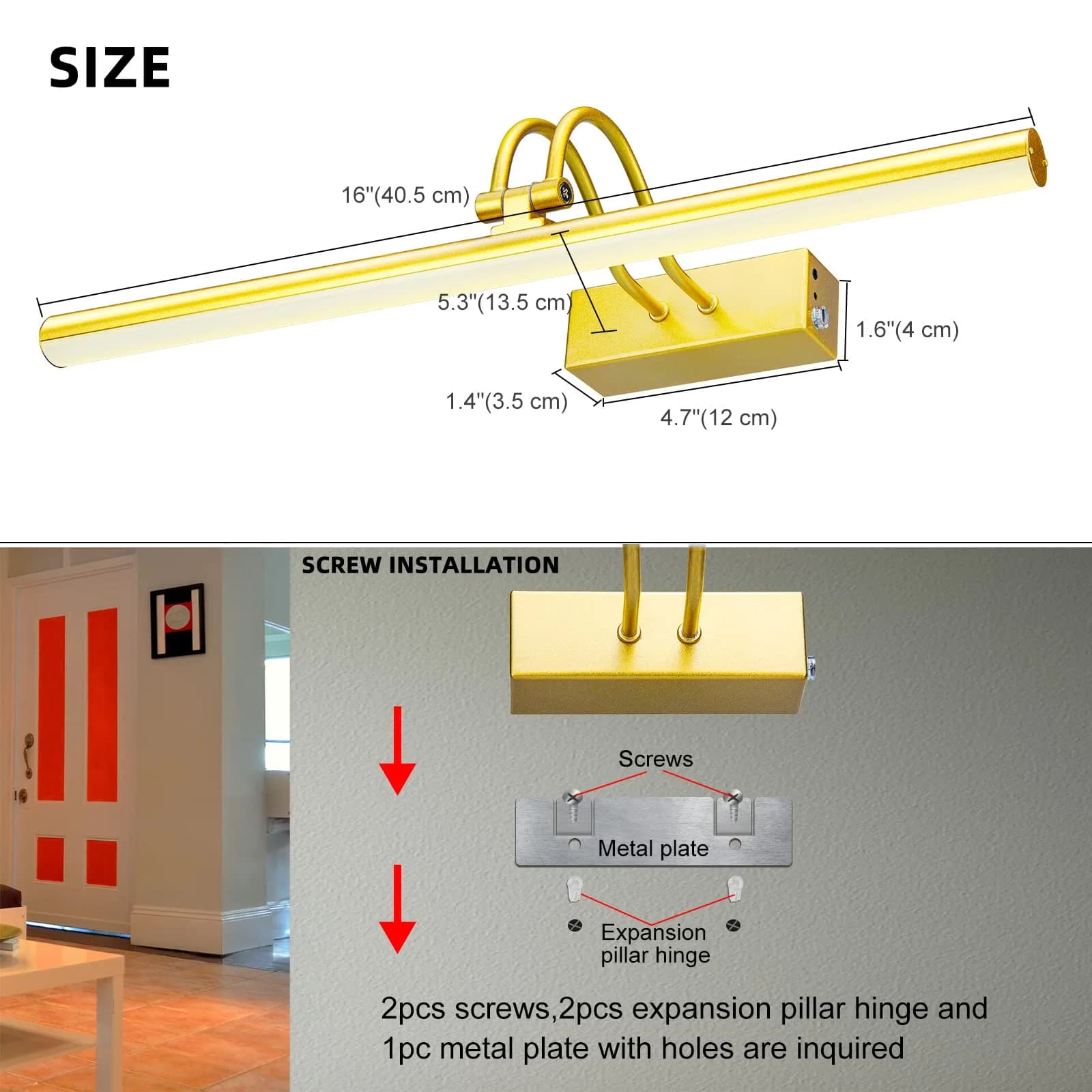 RAIFOOLLY Rechargeable Picture Light 16" Gold | 5000mAh Battery Operated Art Light with Remote Timer - view 8