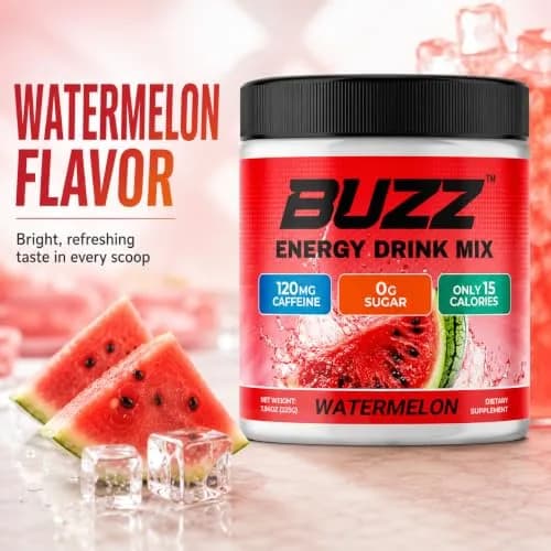 Morning Buzz Sugar Free Energy Drink Powder 30 Servings | Watermelon Flavor, cGMP Made in USA thumbnail 7