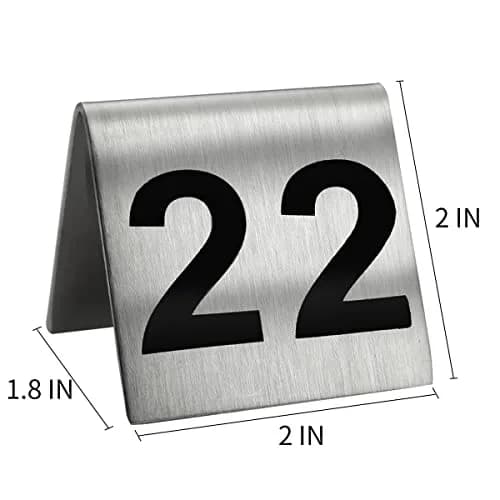 Kaimex Stainless Steel Number Tent Table Number 1-25 | Small Size, Heavy & Stable for Restaurants & Bars thumbnail 2