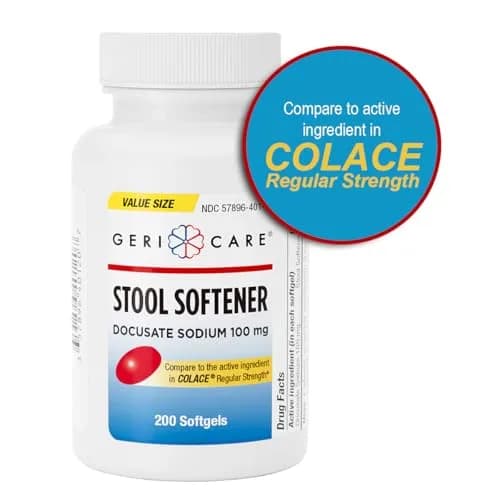 GeriCare Docusate Sodium Stool Softener 100mg | Gentle Constipation Relief for Adults, 200 Softgels thumbnail 8
