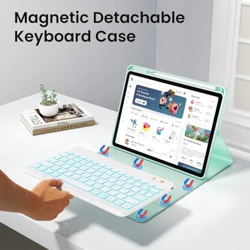 BLUTLOTUS Keyboard Case for iPad 5th/6th Gen 9.7" | Wireless Backlit Detachable Keyboard with Pencil Holder thumbnail 4