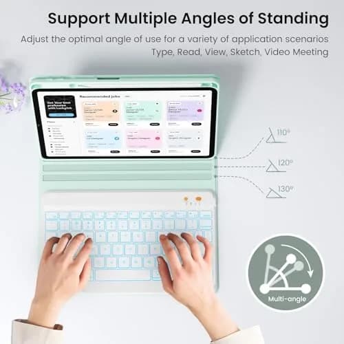 BLUTLOTUS Keyboard Case for iPad 5th/6th Gen 9.7" | Wireless Backlit Detachable Keyboard with Pencil Holder thumbnail 5