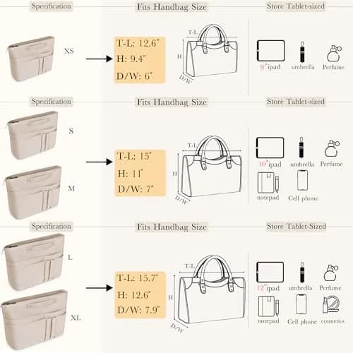 HyFanStr Purse Organizer Insert for Handbags, Tote Bag, Zipper Bag for Women with 15 Pockets, Beige | Ultra-light Waterproof Nylon thumbnail 5