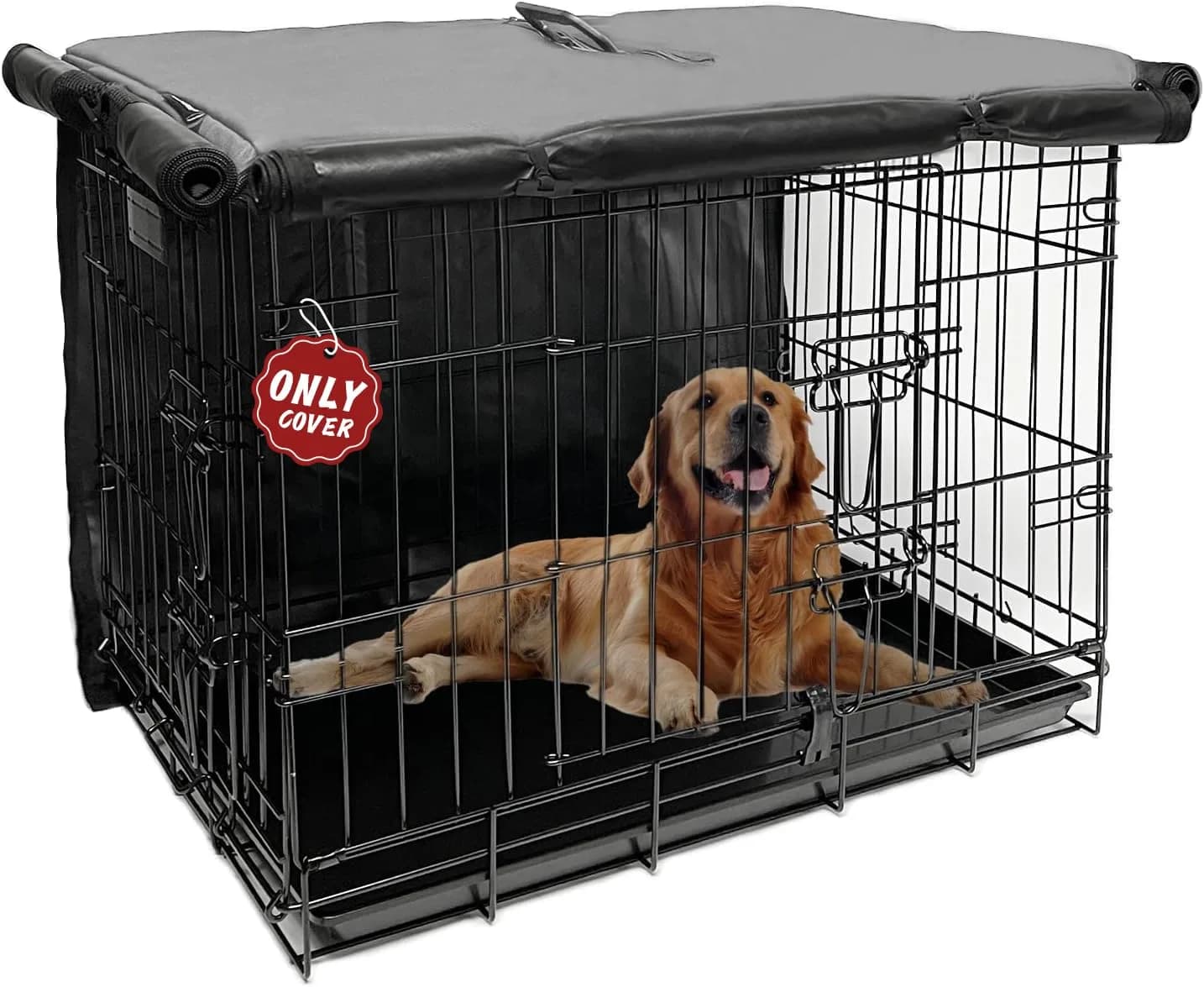 Joroamp 30 Inch Dog Kennel Cover 76.2cm (30"L x 19"W x 21"H) | Waterproof 600D Oxford with 1-3 Doors — Gray Cover(only Cover) / 48.0"L x 30.0"W x 33.0"H