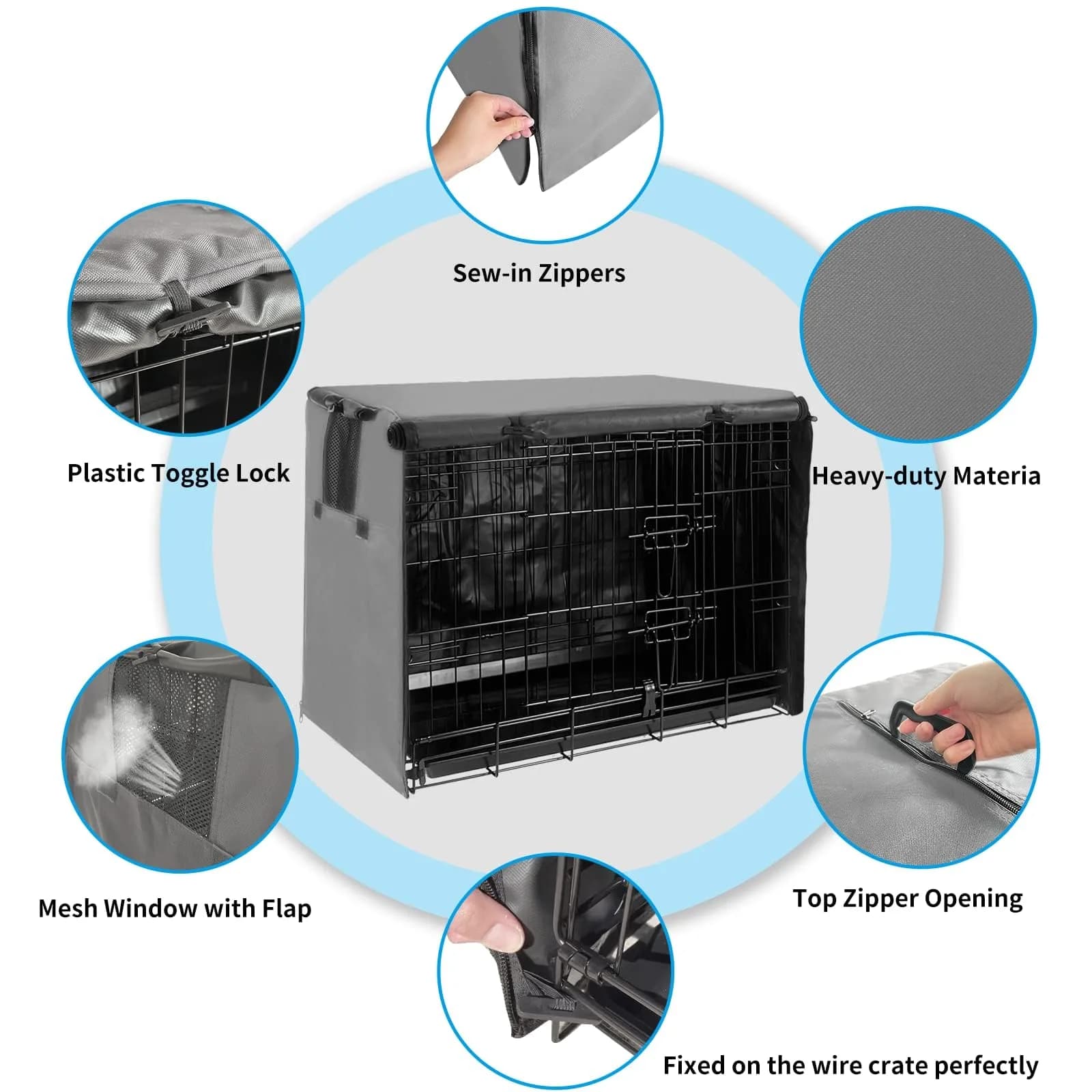Joroamp 48 Inch Dog Crate Cover 122cm (48"L x 30"W x 33"H) | Waterproof 600D Oxford Fabric for Large Dogs thumbnail 5