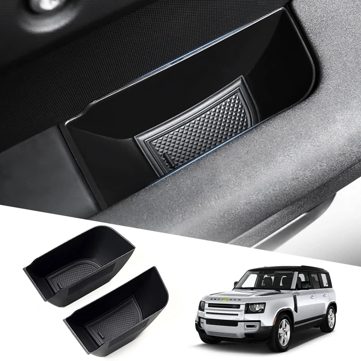 Karltys Door Side Storage Box for Land Rover Defender 90 110 130 2020-2024 2PCS | Grab Handle Pocket Tray — Door Side Organizer