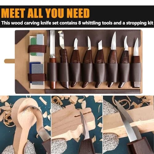 VIBRATITE Deluxe Wood Carving Kit, 15 PCS Black Walnut Handle Tools | Chromium Vanadium Alloy Steel Blades thumbnail 6