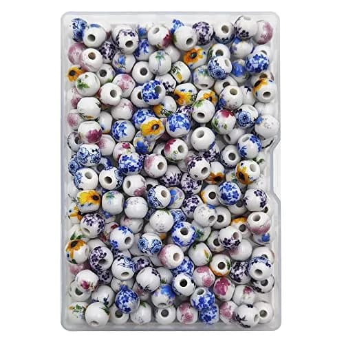 INSPIRELLE Porcelain Beads 8mm | Vintage Ceramic Jewelry Craft Supplies thumbnail 1