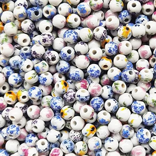 INSPIRELLE Porcelain Beads 8mm | Vintage Ceramic Jewelry Craft Supplies thumbnail 2