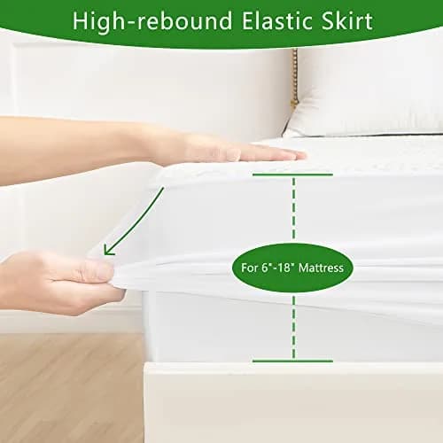 GOONIK Queen Mattress Protector Breathable Bamboo Viscose Waterproof 60x80 with 6-18 inch Deep Pocket thumbnail 5