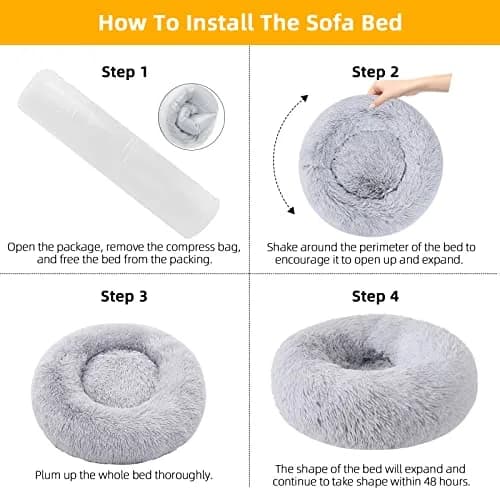Nisrada Pet Bed for Small & Medium Dogs & Cats | Calming 20 Inch Washable Round Pet Bed with Slip-Resistant Bottom thumbnail 5