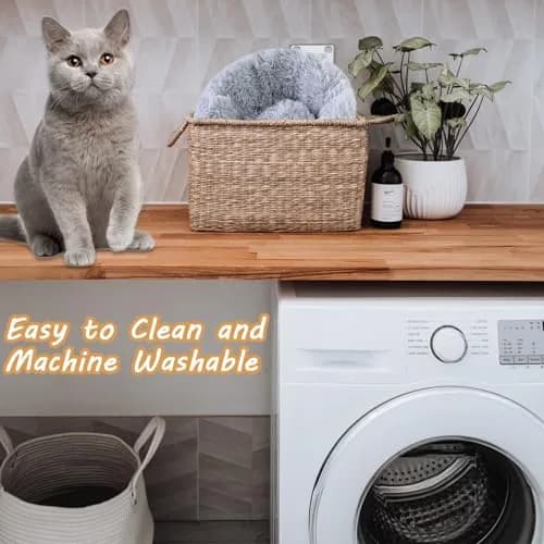 Nisrada Pet Bed for Small & Medium Dogs & Cats | Calming 20 Inch Washable Round Pet Bed with Slip-Resistant Bottom thumbnail 3