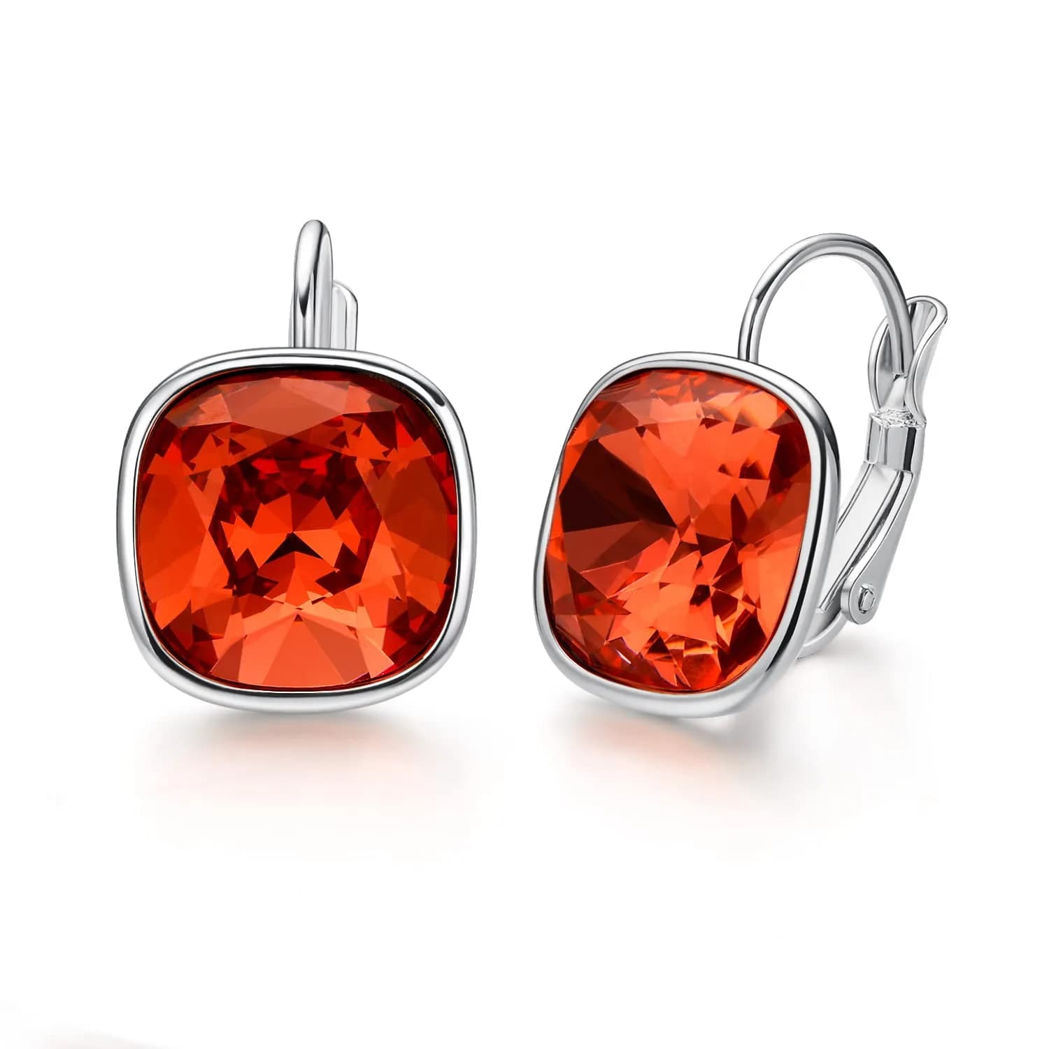 MDFUN Red Bella Drop Earrings Crystals 0.67 inch | 18K White Gold Plated Hypoallergenic Jewelry for Women — red bella
