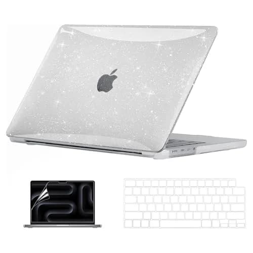 EooCoo Sparkly Clear Hard Case for MacBook Pro 14-inch (2021-2026 Models) | Includes Keyboard Cover & Screen Protector thumbnail 1