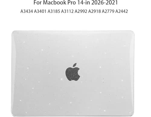 EooCoo Sparkly Clear Hard Case for MacBook Pro 14-inch (2021-2026 Models) | Includes Keyboard Cover & Screen Protector thumbnail 8