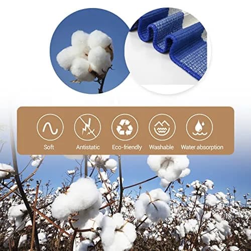MUBIN Cotton Buffalo Plaid Rug 3' x 5' Blue White Outdoor Rug Layered Doormat thumbnail 6