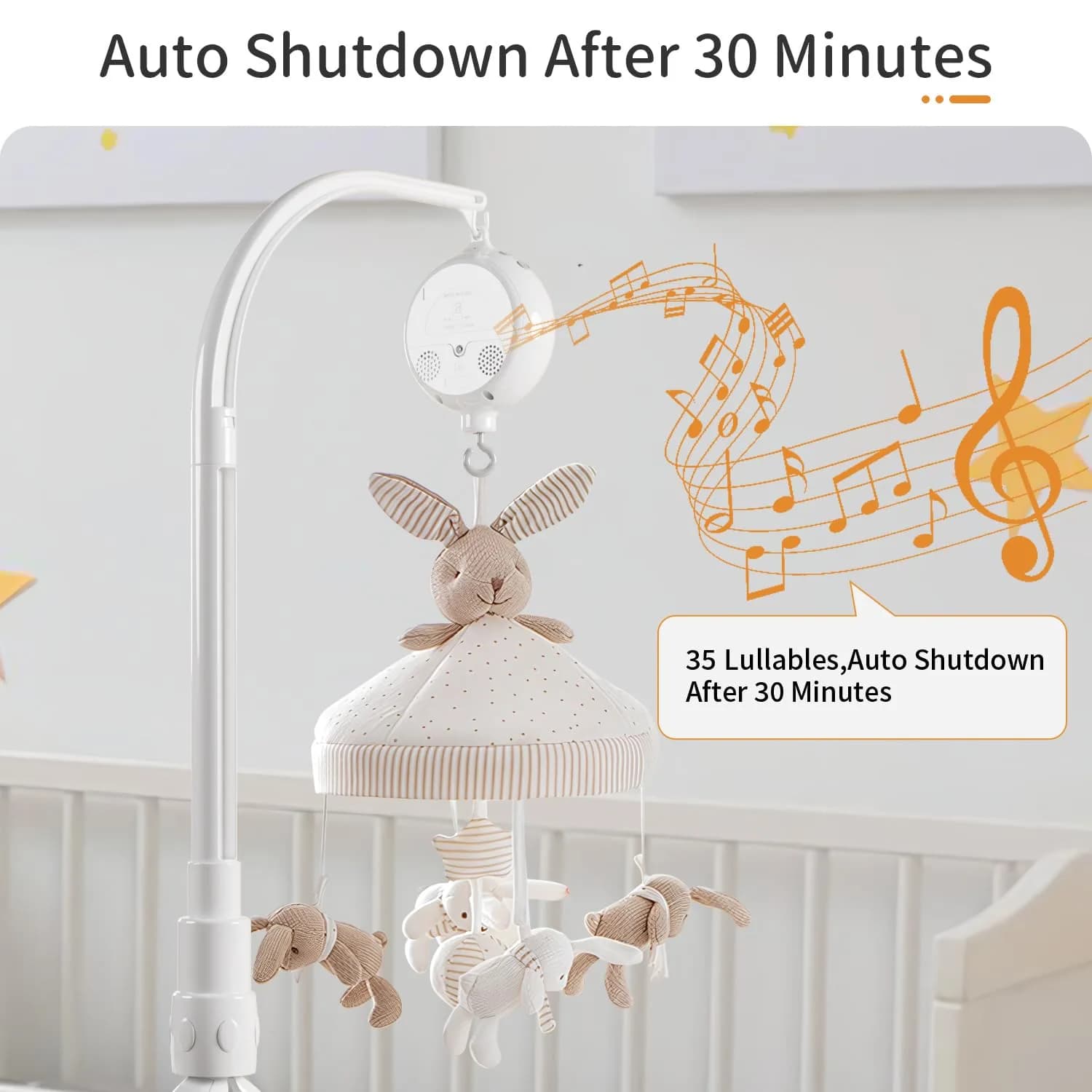 FEISIKE Baby Crib Mobile Arm with Music Box Spin Motor 56cm (22 inch) | 35 Lullabies, Volume Control, 3 Modes - view 8