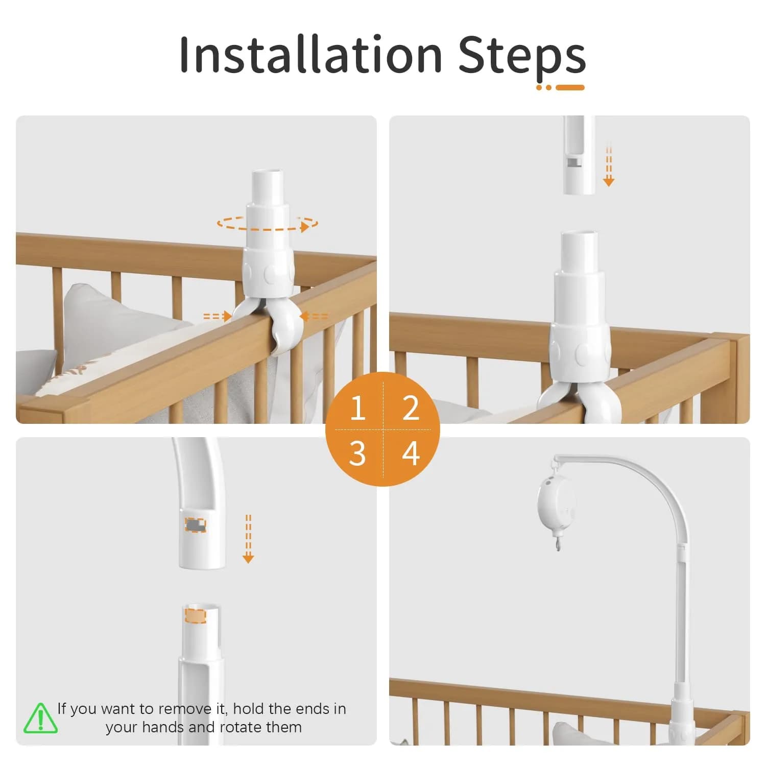 FEISIKE Baby Crib Mobile Arm with Music Box Spin Motor 56cm (22 inch) | 35 Lullabies, Volume Control, 3 Modes - view 3
