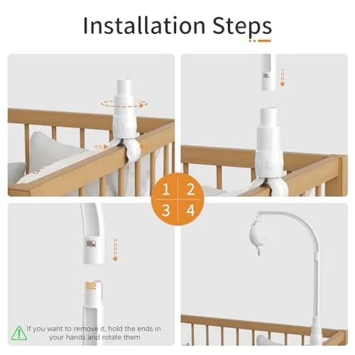 FEISIKE Baby Crib Mobile Arm with Music Box Spin Motor 56cm (22 inch) | 35 Lullabies, Volume Control, 3 Modes thumbnail 3