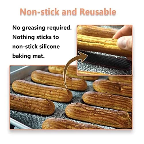 AMYONE Perforated Silicone Baking Mats, 2 PCS Eclair Mat 40cm (15.75") x 28cm (11") | Non-Stick Reusable Oven Liner thumbnail 5