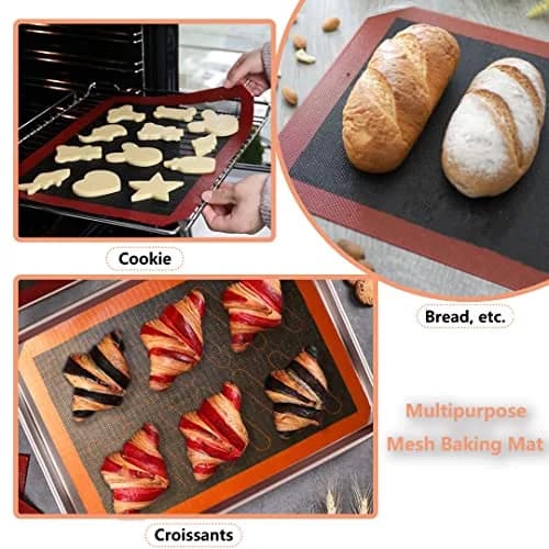 AMYONE Perforated Silicone Baking Mats, 2 PCS Eclair Mat 40cm (15.75") x 28cm (11") | Non-Stick Reusable Oven Liner thumbnail 6