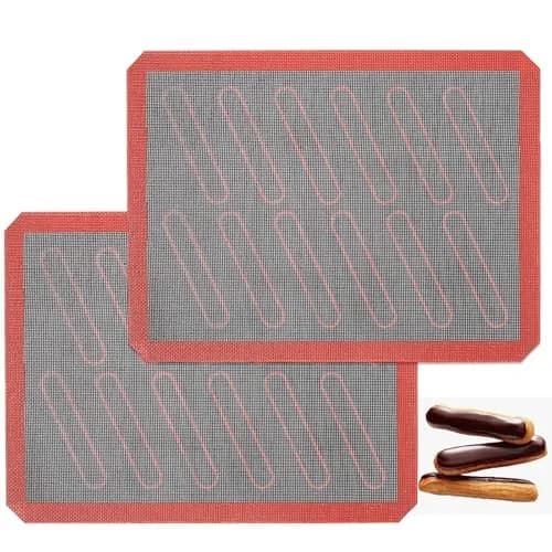 AMYONE Perforated Silicone Baking Mats, 2 PCS Eclair Mat 40cm (15.75") x 28cm (11") | Non-Stick Reusable Oven Liner thumbnail 1
