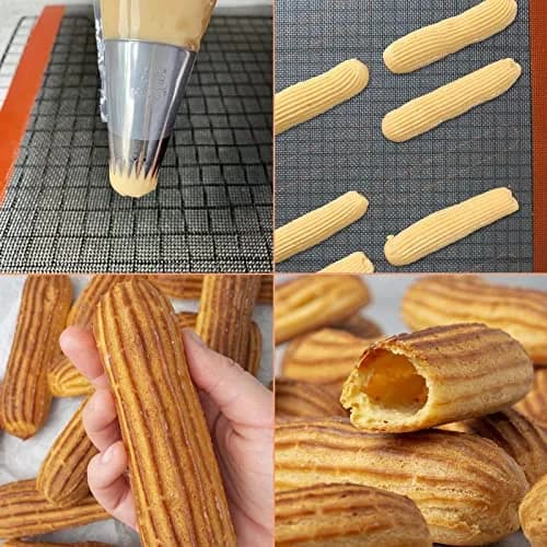 AMYONE Perforated Silicone Baking Mats, 2 PCS Eclair Mat 40cm (15.75") x 28cm (11") | Non-Stick Reusable Oven Liner thumbnail 7