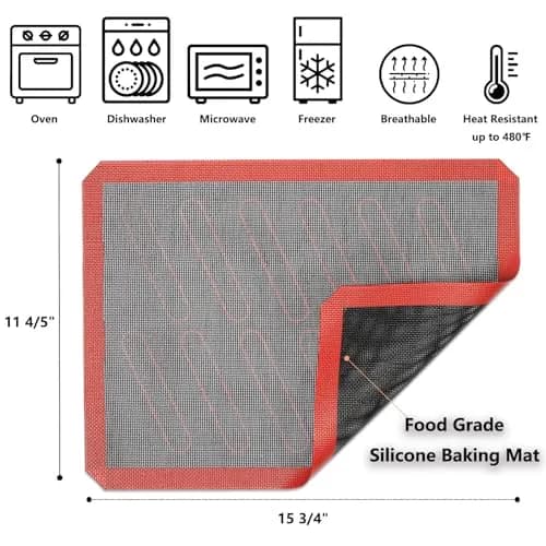 AMYONE Perforated Silicone Baking Mats, 2 PCS Eclair Mat 40cm (15.75") x 28cm (11") | Non-Stick Reusable Oven Liner thumbnail 2