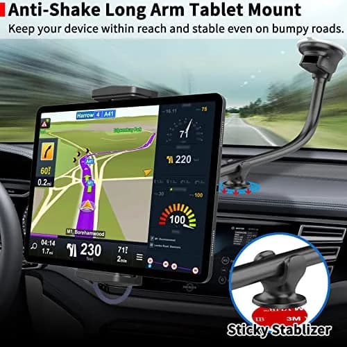 APPS2Car Upgraded Tablet Car Mount for iPad Pro 13-inch, 33cm (13 inch) Arm | Hands-Free Navigation & Entertainment thumbnail 2