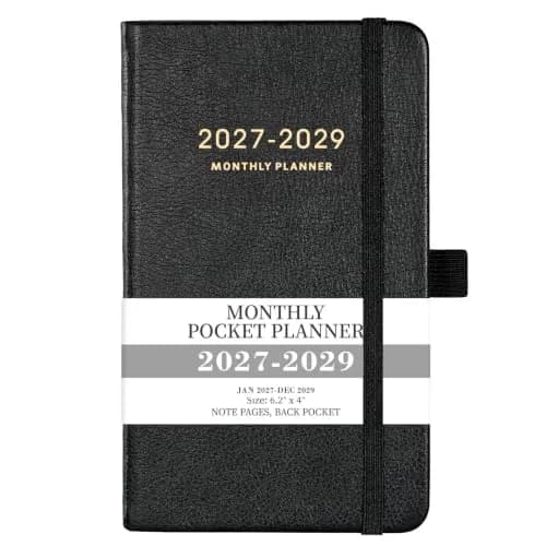 Tullofa 2027-2029 Pocket Planner 6.2" x 4" | Monthly Calendar with 60 Note Pages & Pen Holder thumbnail 1