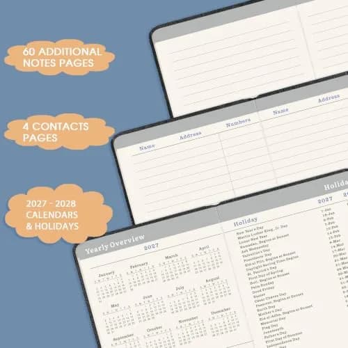 Tullofa 2027-2029 Pocket Planner 6.2" x 4" | Monthly Calendar with 60 Note Pages & Pen Holder thumbnail 5