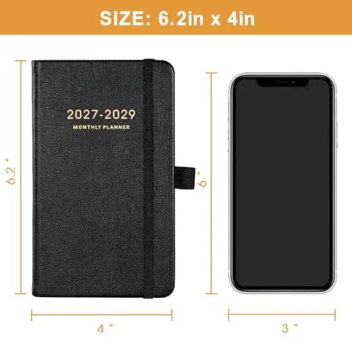 Tullofa 2027-2029 Pocket Planner 6.2" x 4" | Monthly Calendar with 60 Note Pages & Pen Holder thumbnail 3