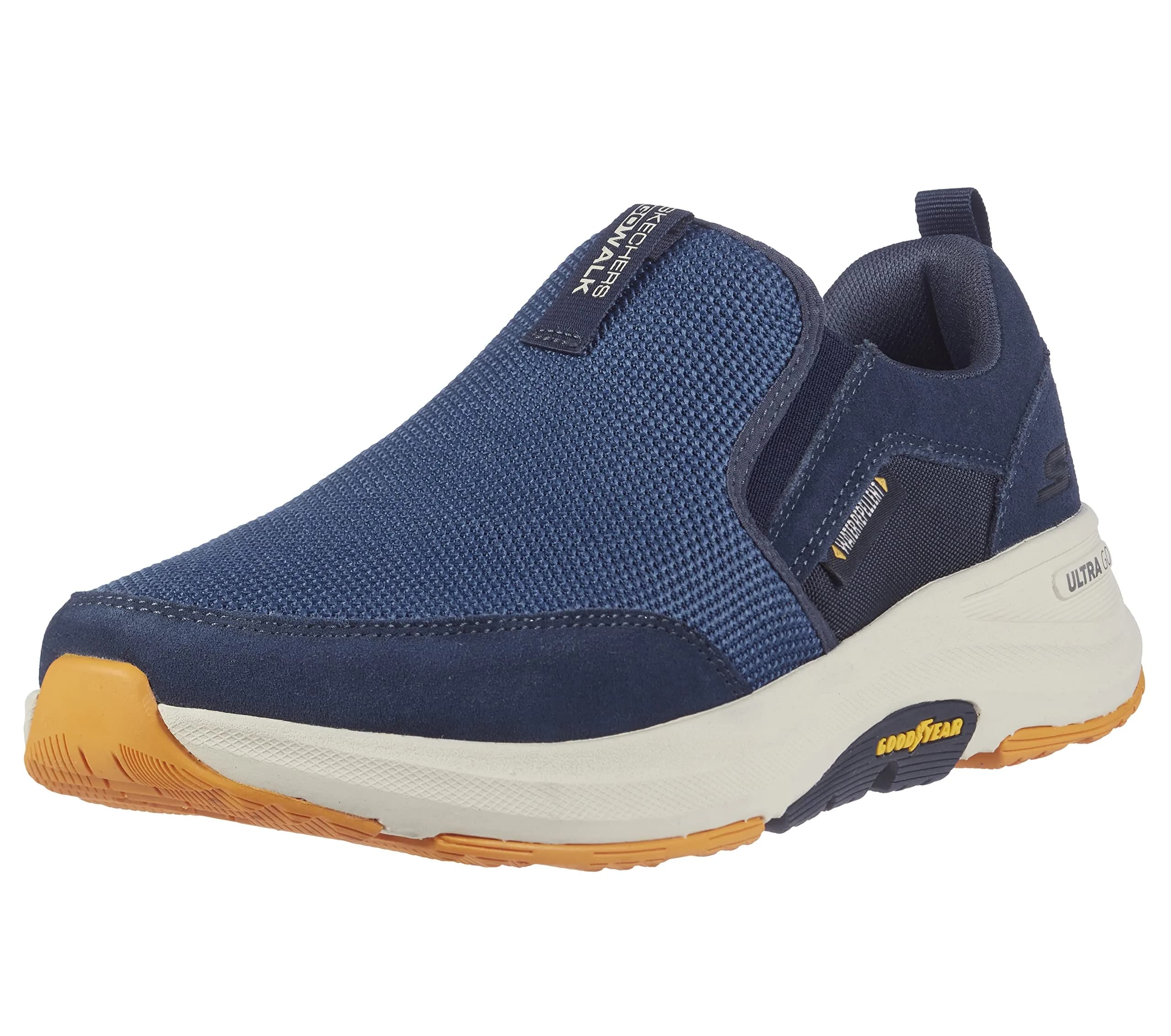 Skechers GOwalk Outdoor Men's Size 16 Navy/Yellow Athletic Slip-On Trail Hiking Shoes 2cm (0.78in) Heel | Water Repellent & Goodyear Traction