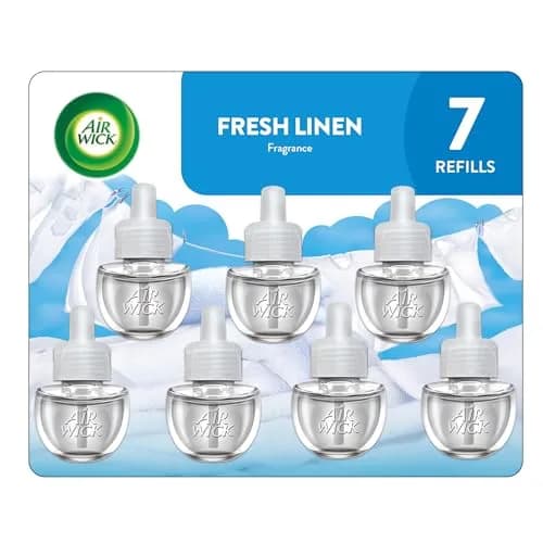 Air Wick Plug in Refills Fresh Linen Scent Essential Oils 7 Count | Long-lasting Fragrance for Home thumbnail 1