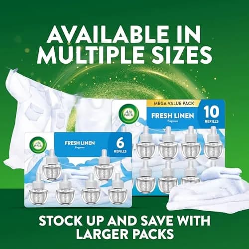 Air Wick Plug in Refills Fresh Linen Scent Essential Oils 7 Count | Long-lasting Fragrance for Home thumbnail 7